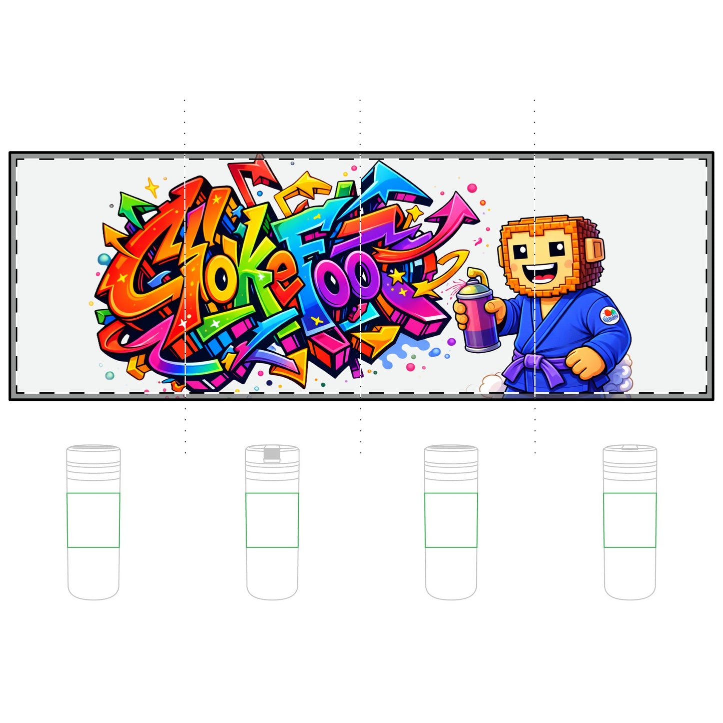 24oz Graffiti ChokeFoot Thermal Straw Tumbler — Colorful Street Art & Pixel Character