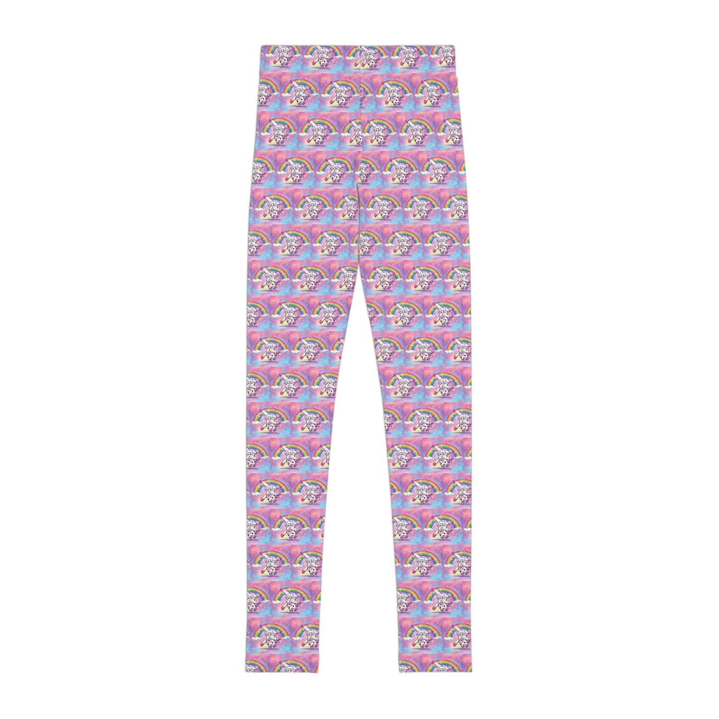 Cartwheel Unicorn Rainbow Youth Leggings — Pink Pastel All-Over Print