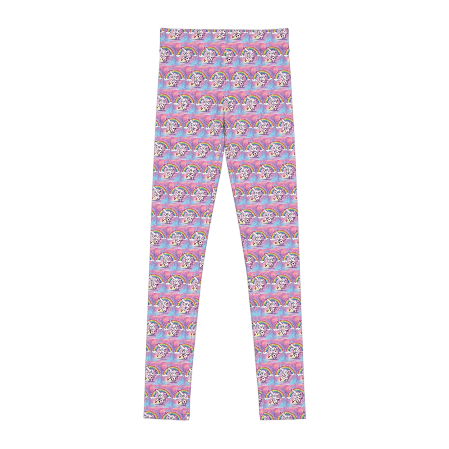 Cartwheel Unicorn Rainbow Youth Leggings — Pink Pastel All-Over Print