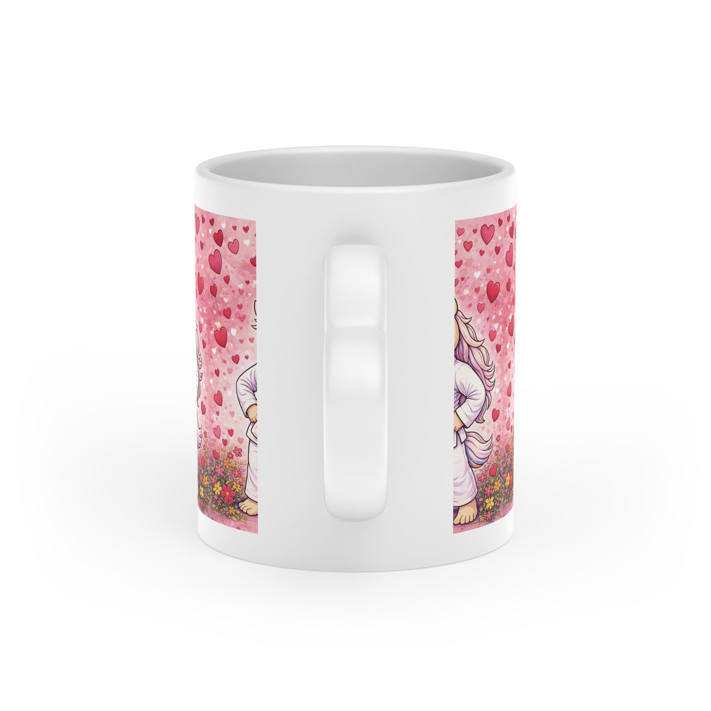 Unicorn Jiu-Jitsu Mug — Cute Heart Background Coffee Cup for Martial Arts Fans