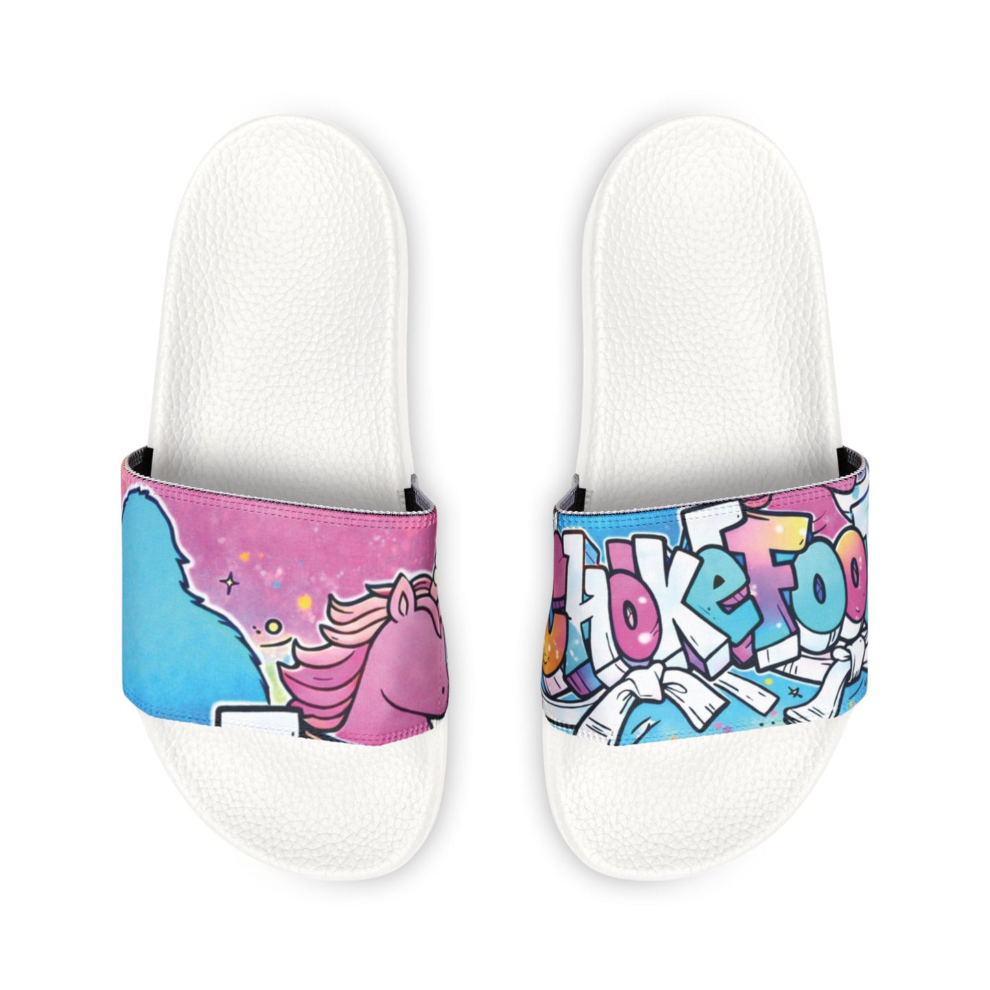 Youth Unicorn Bigfoot Graffiti Slide ChokeFoot Sandals — Removable Strap Kids Slides